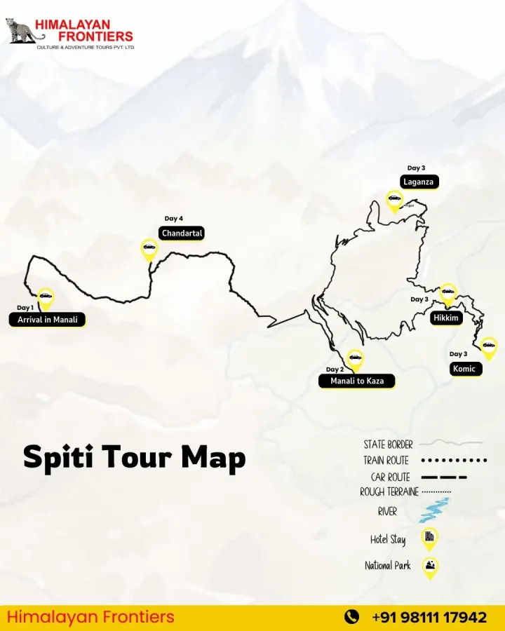 Spiti Tour route map